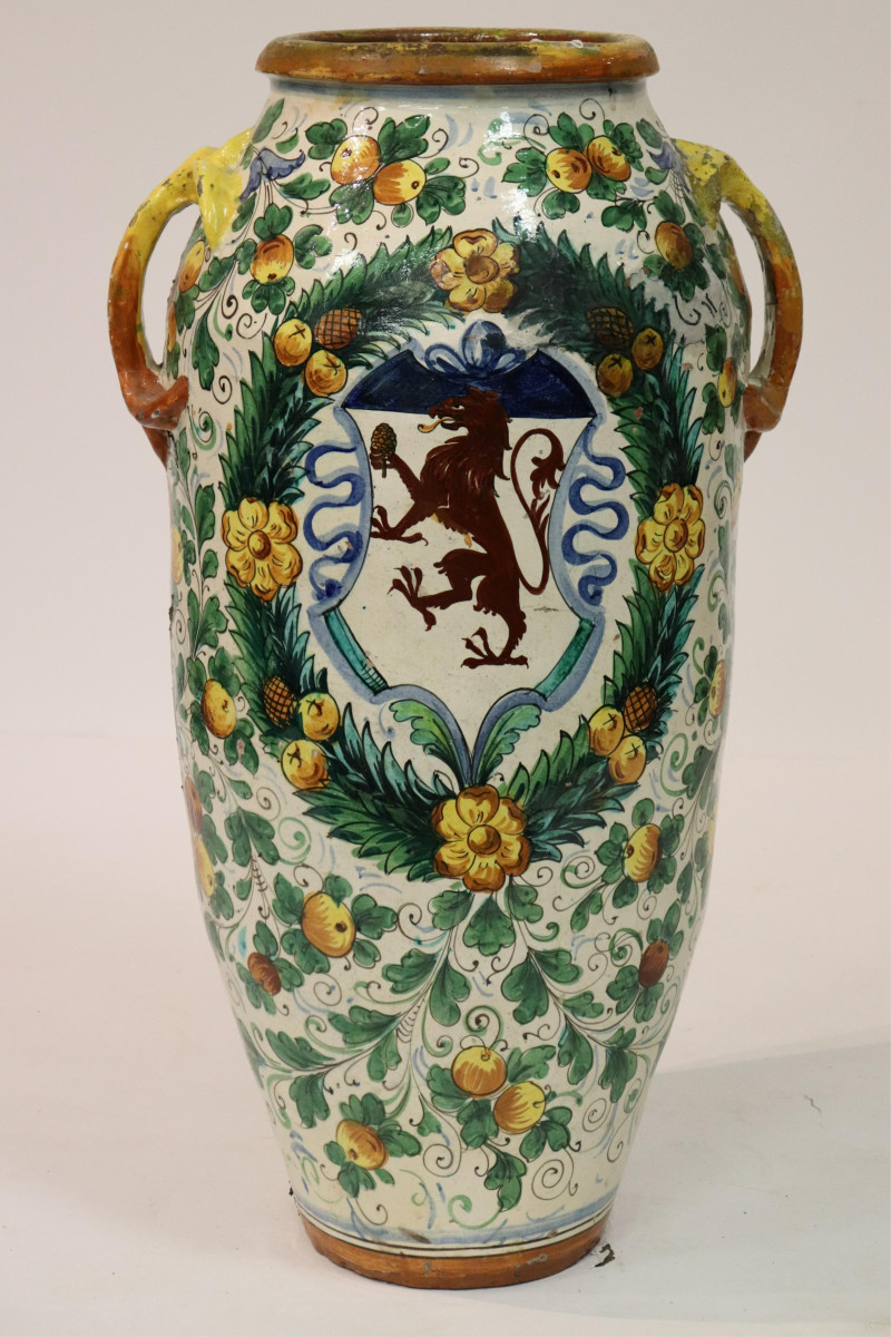 Large Italian Ceramic Coat of Arms Garden Vase