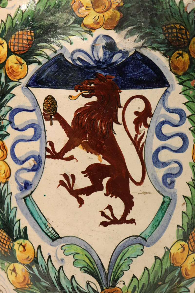 Large Italian Ceramic Coat of Arms Garden Vase