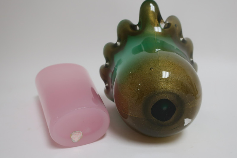 2 Venetian Vases &amp; S. Frattini Glass Sculpture