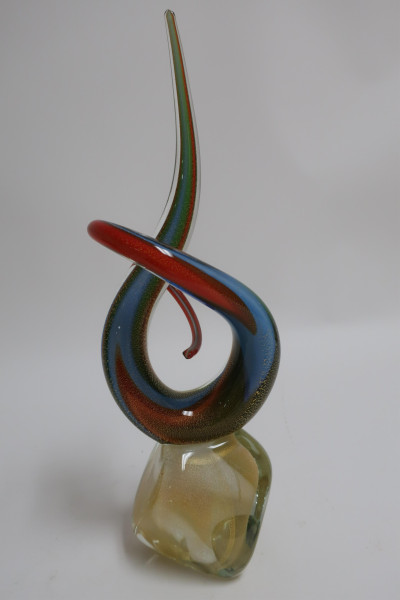 2 Venetian Vases &amp; S. Frattini Glass Sculpture
