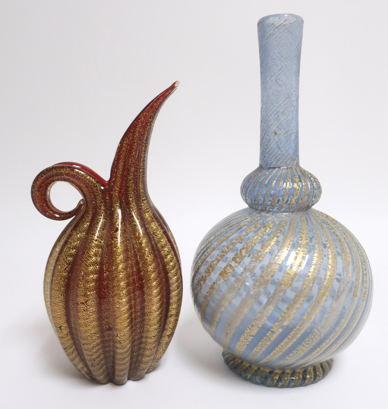 Murano Ruby Ewer &amp; Lavender Vase