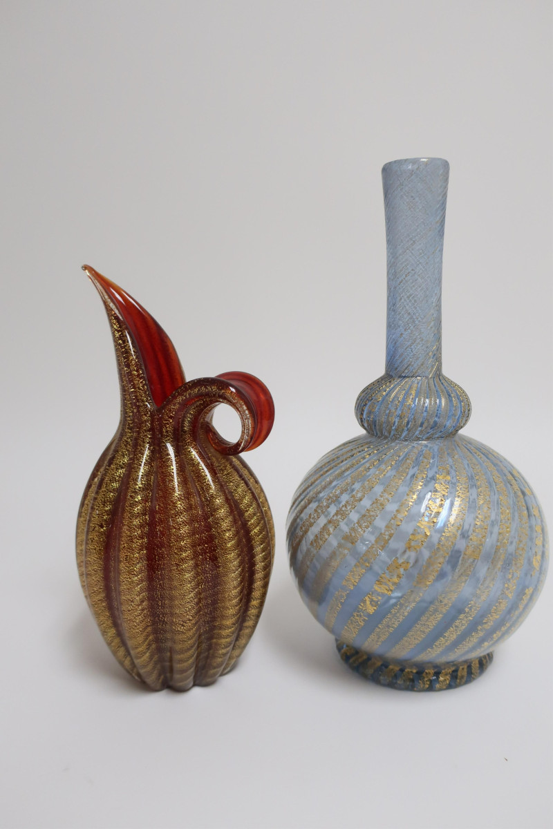 Murano Ruby Ewer &amp; Lavender Vase