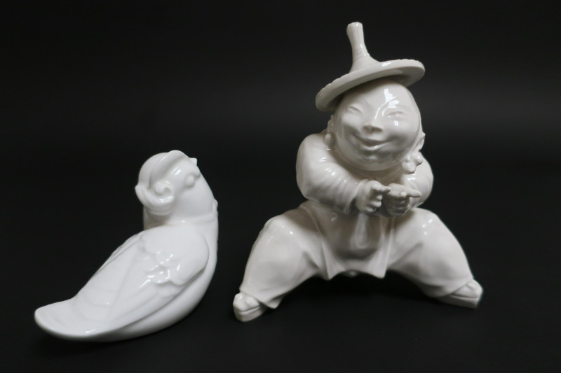 5 KPM White Porcelain Figures with Birds