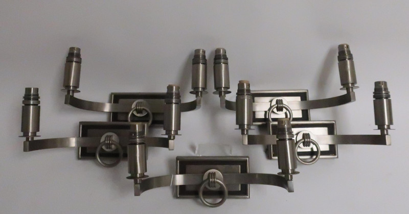 Set of 5 French Metal 2-Arm Sconces, 1940&apos;s
