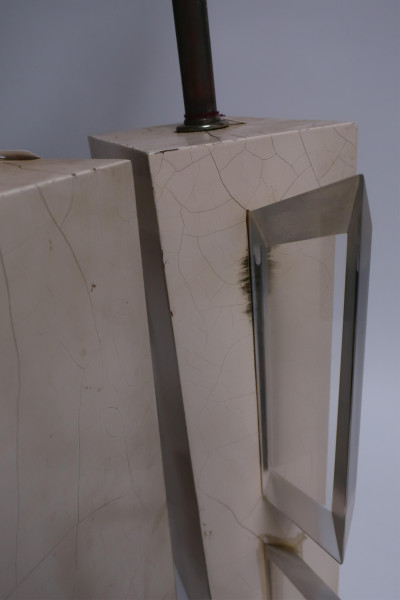 Pair 1970&apos;s White Lacquer &amp; Lucite Lamps
