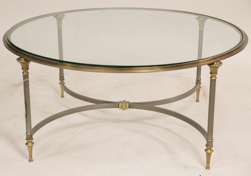 Neo-Classic Style Brass &amp; Steel Coffee Table