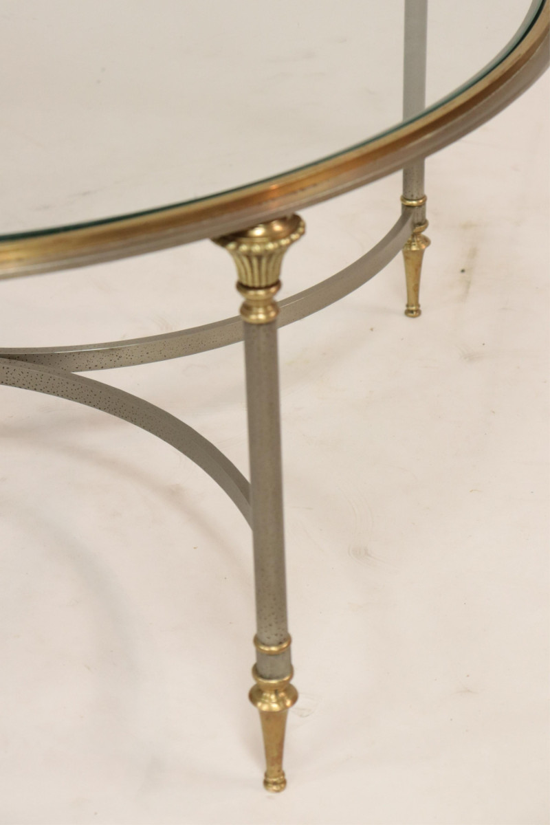 Neo-Classic Style Brass &amp; Steel Coffee Table