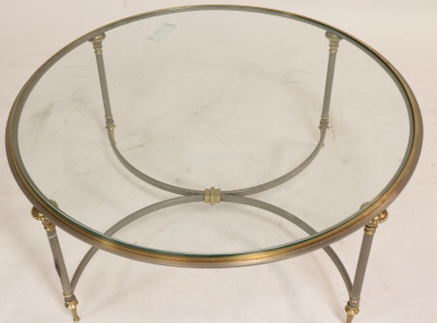 Neo-Classic Style Brass &amp; Steel Coffee Table