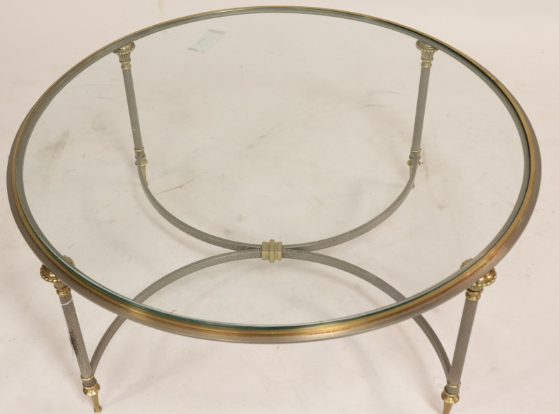 Neo-Classic Style Brass &amp; Steel Coffee Table