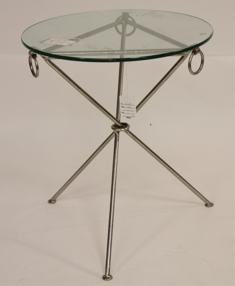 Jean-Michel Frank Style Polished Steel Gueridon