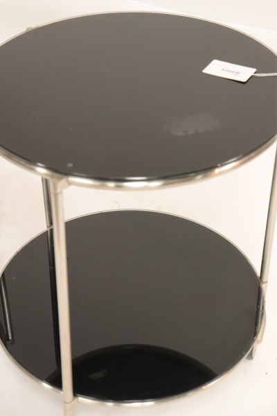 Pr Art Deco Style Metal &amp; Painted Glass Tables