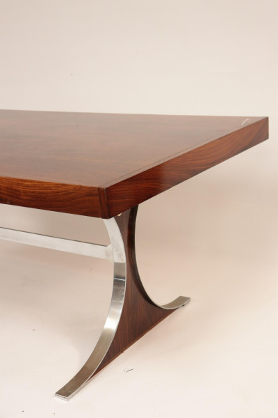 1970&apos;s Chrome &amp; Walnut Dining Table