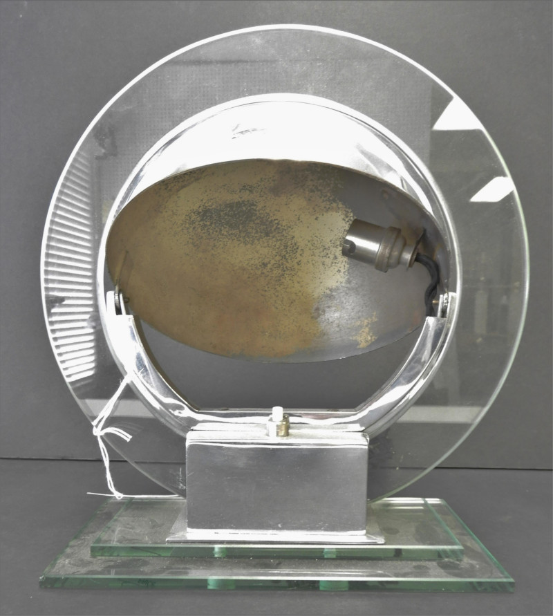 Jacques Adnet Chrome &amp; Glass Desk Lamp, 1930