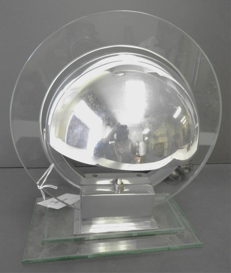 Jacques Adnet Chrome &amp; Glass Desk Lamp, 1930