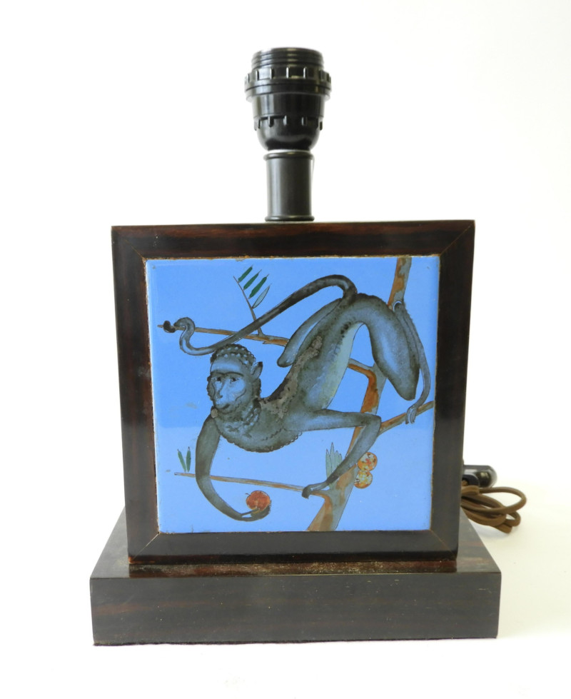Art Deco Rosewood &amp; ceramic Lamp, circa 1930