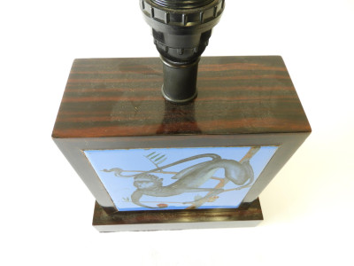 Art Deco Rosewood &amp; ceramic Lamp, circa 1930