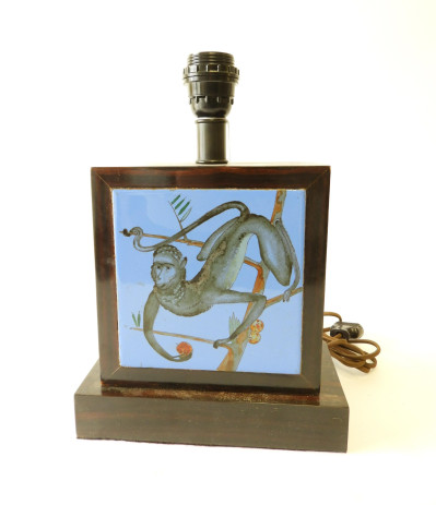 Art Deco Rosewood &amp; ceramic Lamp, circa 1930