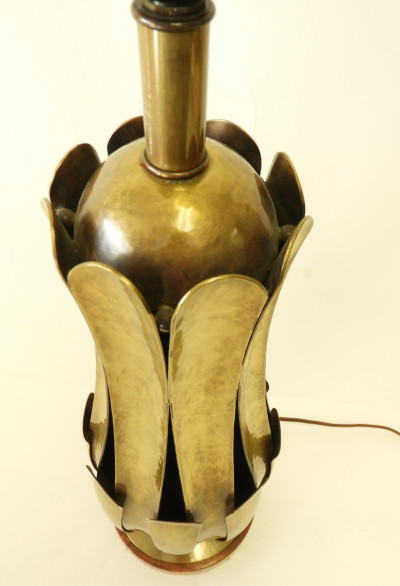 Norman Grag for Gumps Brass &amp; Burl Walnut Lamp