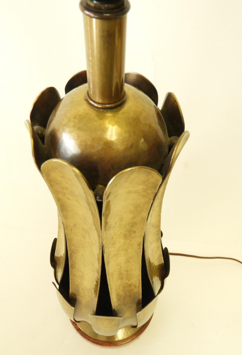 Norman Grag for Gumps Brass &amp; Burl Walnut Lamp