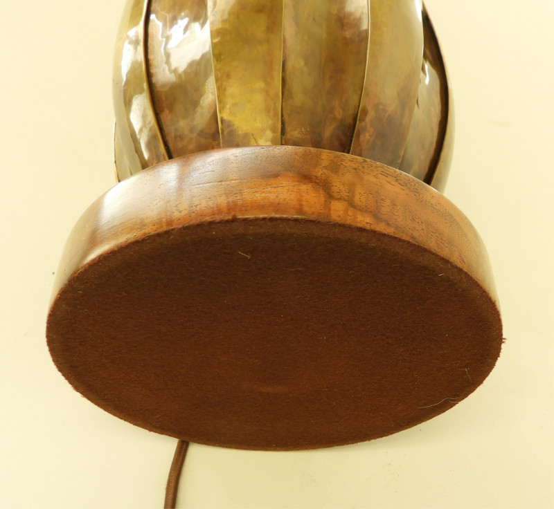 Norman Grag for Gumps Brass &amp; Burl Walnut Lamp