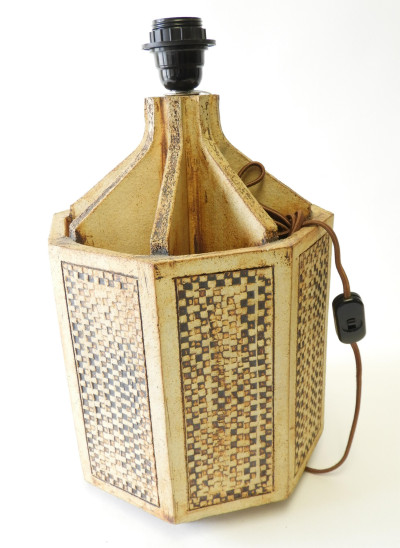 Roger Capron Hexagonal Ceramic Lamp, circa 1965