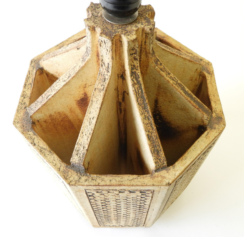 Roger Capron Hexagonal Ceramic Lamp, circa 1965