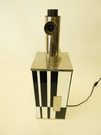 1970&apos;s Chrome and Back &amp; White Lucite Lamp