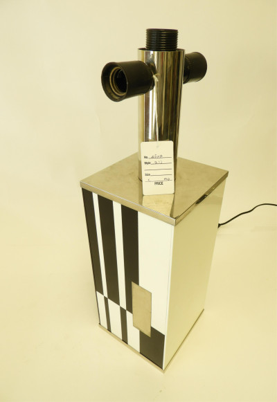 1970&apos;s Chrome and Back &amp; White Lucite Lamp