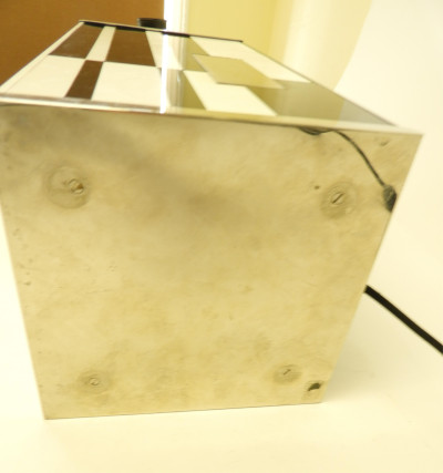 1970&apos;s Chrome and Back &amp; White Lucite Lamp