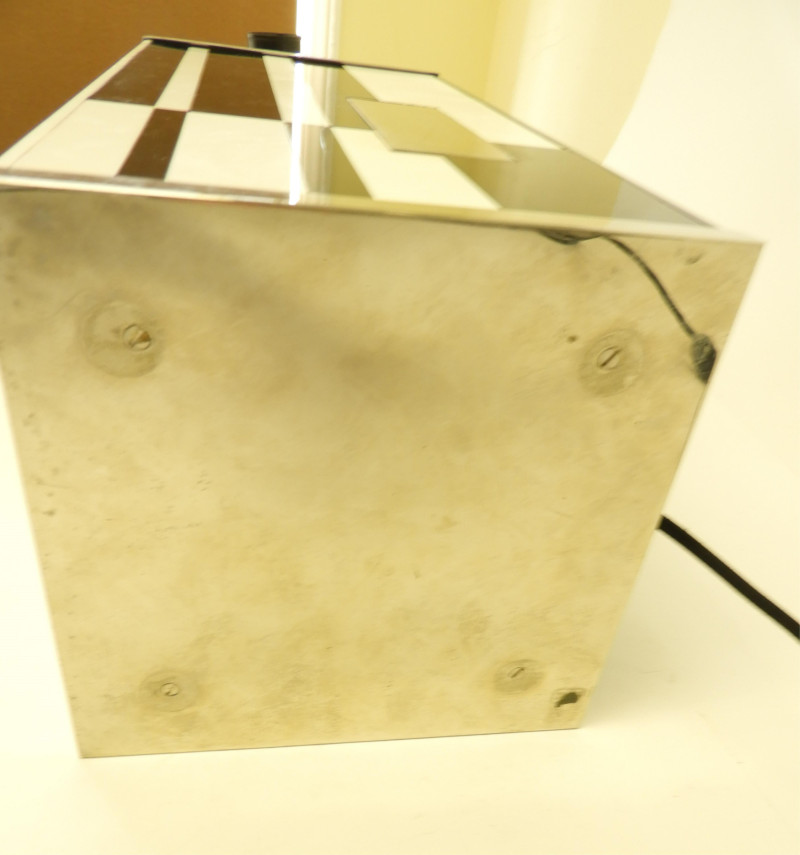 1970&apos;s Chrome and Back &amp; White Lucite Lamp