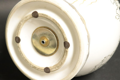 French Art Deco Gilt White Ceramic Globe Lamp
