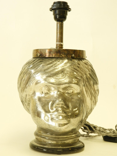 Art Deco Mercury Glass Nubian Bust Lamp, 1930