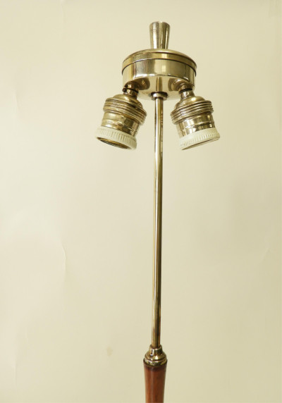 2 French Art Deco Wood, Chrome &amp; Bronze Lamps