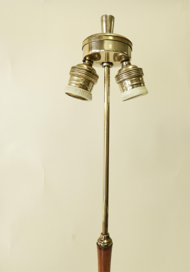 2 French Art Deco Wood, Chrome &amp; Bronze Lamps