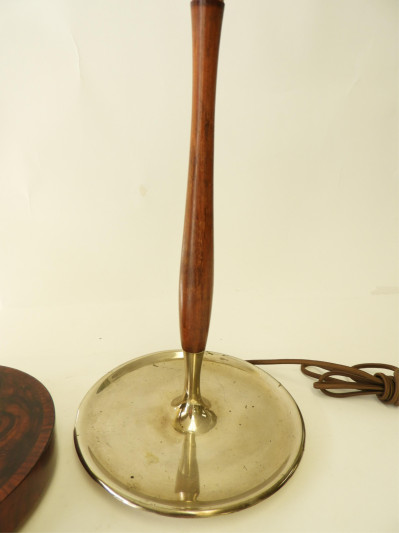 2 French Art Deco Wood, Chrome &amp; Bronze Lamps
