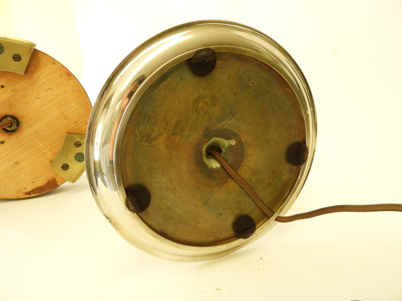 2 French Art Deco Wood, Chrome &amp; Bronze Lamps