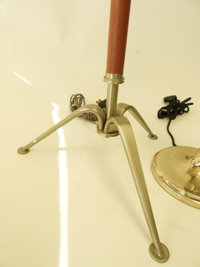 Jacques Adnet Leather &amp; Nickel Plated Lamp