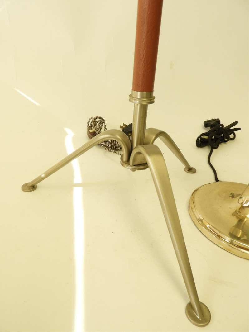 Jacques Adnet Leather &amp; Nickel Plated Lamp