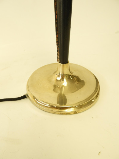 Jacques Adnet Leather &amp; Nickel Plated Lamp