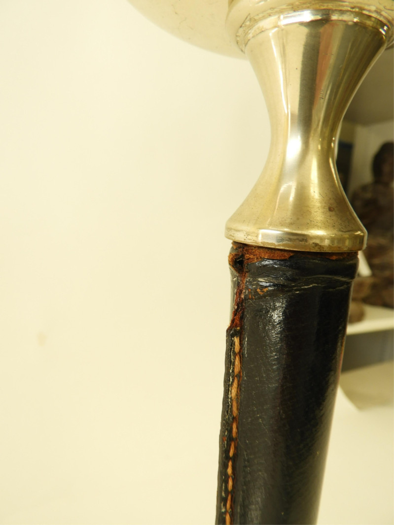 Jacques Adnet Leather &amp; Nickel Plated Lamp