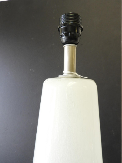 2 Venetian White &amp; Green Mottled Glass Lamps