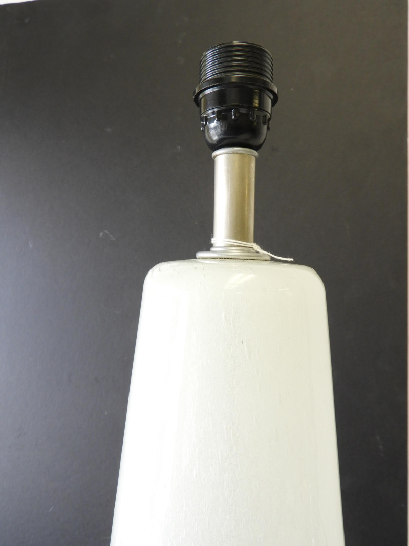 2 Venetian White &amp; Green Mottled Glass Lamps
