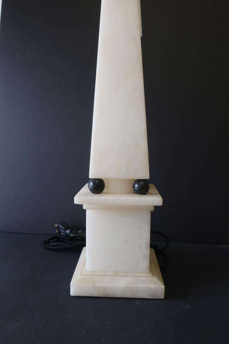 Empire Style Eagle Lamp &amp; Alabaster Obelisk Lamp