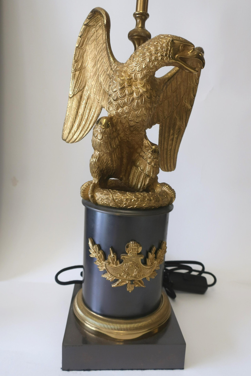 Empire Style Eagle Lamp &amp; Alabaster Obelisk Lamp