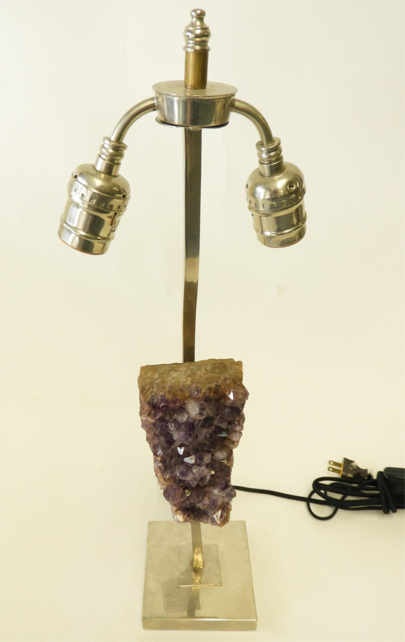 A&amp;J Dulait Amethyst Quartz &amp; Metal Lamp, 1970