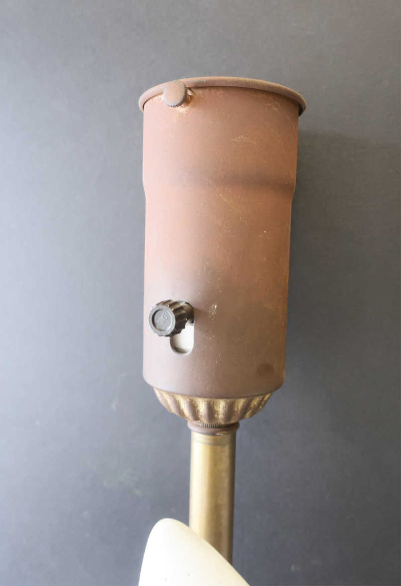 MCM Ceramic &amp; Stippled Wood Angel Fish Lamp