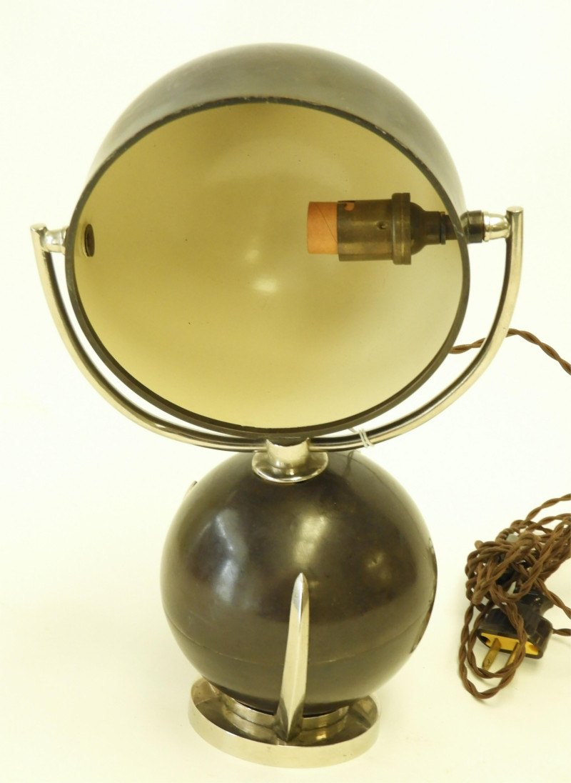 Art Deco Bronze &amp; Nickel Plate Nautical Lamp, 1925