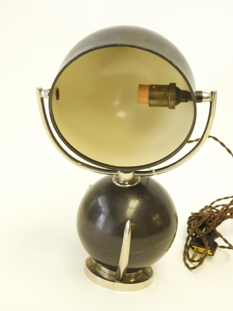Art Deco Bronze &amp; Nickel Plate Nautical Lamp, 1925