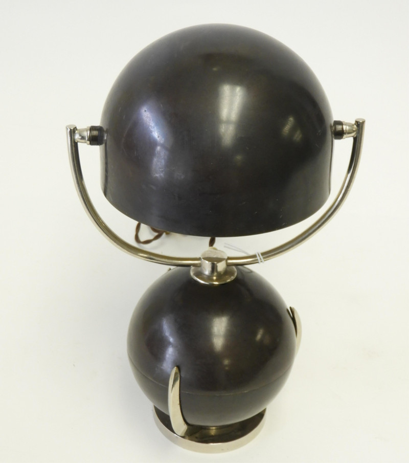 Art Deco Bronze &amp; Nickel Plate Nautical Lamp, 1925