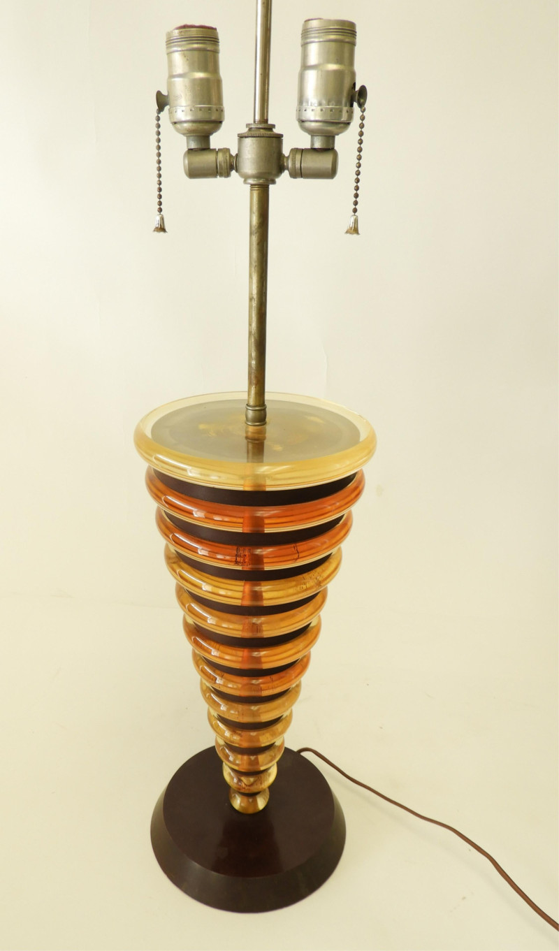 1970&apos;s Amber Lucite &amp; Vinyl Cone Shaped Lamp